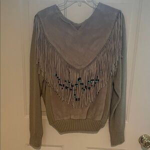 PIONEER Western Style Beaded Fringe Sweater